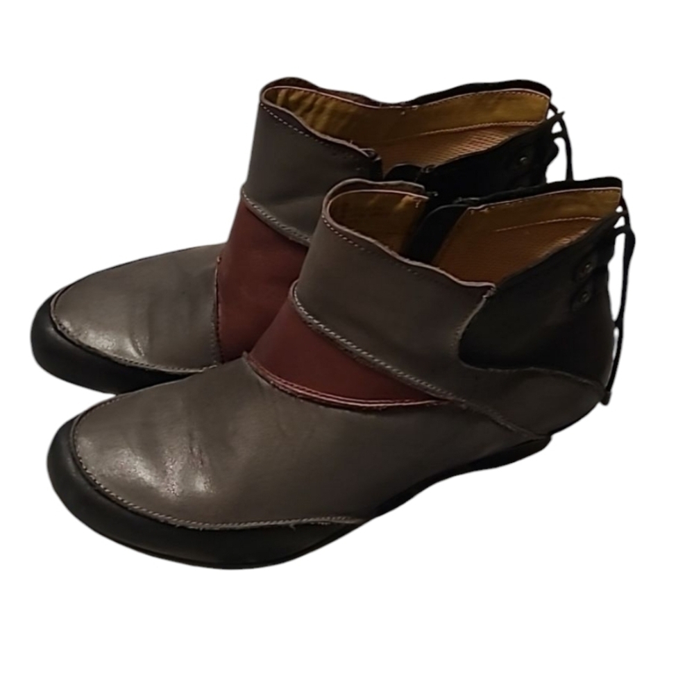 Aetrex gray black maroon booties sz 8.5 ankle boots